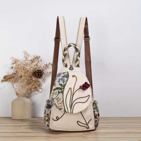 1pc Exquisite Handcrafted Beaded Embroidered Ethnic Chest Bag - Bohemian Style Backpack for Versatile Use on Beach Vacations